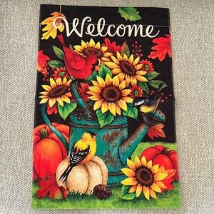 NIP Fall Autumn Flags Burlap Double Sided 12x18”